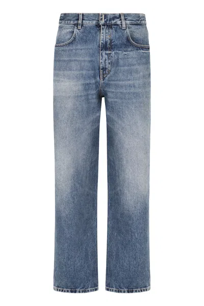 Givenchy Contrast-stitched Straight-leg Jeans In Blue