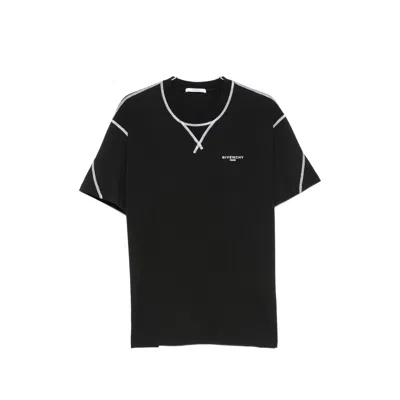Givenchy Contrast-topstitched Logo-print T-shirt In Black