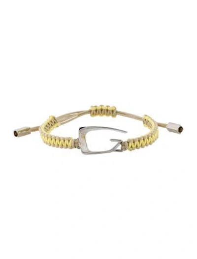 Pre-owned Givenchy Cord Braided G Logo Charm Bracelet, 10" In Multicolor