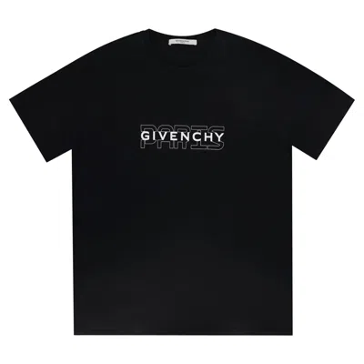 Pre-owned Givenchy Cotton 2d 'paris' Logo T-shirt In Black
