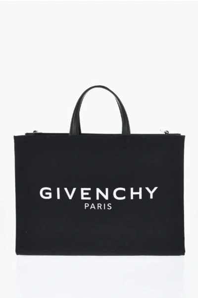Givenchy Cotton And Linen Tote Bag With Contrasting Logo In Black