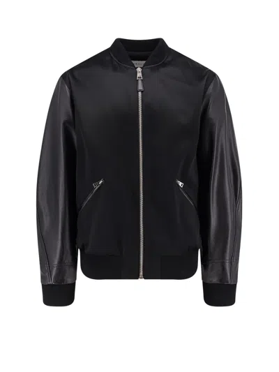 Givenchy Men Cotton And Nylon Jacket With Leather Sleeves In Black