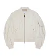 Givenchy Twisted Sleeve Cotton Blend Flight Jacket In Neutral