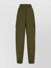 Givenchy Cotton Blend High Waist Cargo Pants In Green