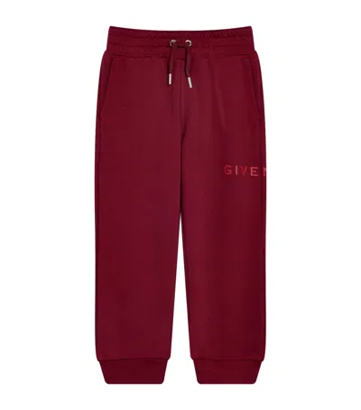 Givenchy Kids' Cotton-blend Logo Sweatpants In Burgundy
