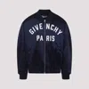 Givenchy Deep Navy Satin-finish Bomber Jacket In Blue