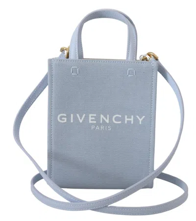 Givenchy Cotton Canvas Logo-embroidered Mini Bag In Blue