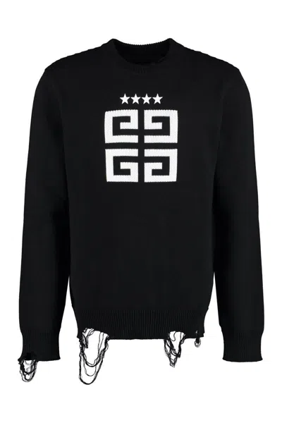 Givenchy Cotton Crew-neck Sweater In Black