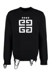 Givenchy 4g-motif Distressed Cotton Sweatshirt In Blue