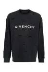 Givenchy Oversized Holes Cotton Sweatshirt In Black