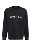 Givenchy Oversized Holes Cotton Sweatshirt In Black