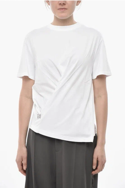 Givenchy Cotton Crewneck T-shirt With Draped Design In White