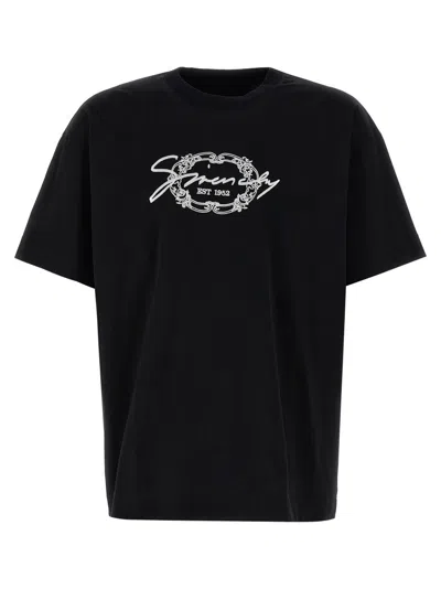 Givenchy Cotton Crewneck T-shirt With Logo Embroidery In Black