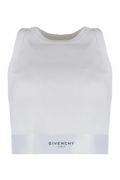 Givenchy Ribbed Top With Logo Band In White