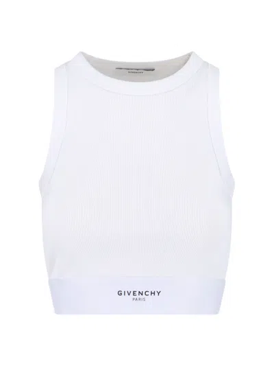 Givenchy Cotton Crop Top With Rubber Band Detail In White