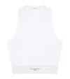 Givenchy White Ribbed Stretch Cotton Cropped Tank Top In White