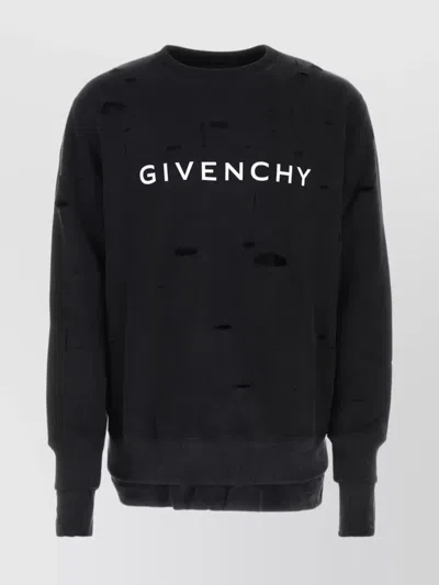 Givenchy Cotton Distressed Oversize Sweater In Black