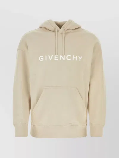 Givenchy Cotton Drawstring Hooded Sweatshirt In Beige
