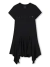 Givenchy Girl's Logo-print Flounce Dress In Black