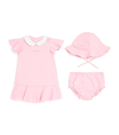 Givenchy Kids' Cotton Dress, Bloomers And Hat Set In Pink