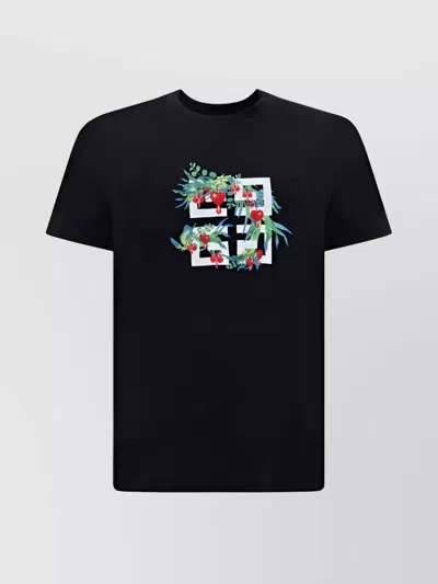 Givenchy Cotton Embroidered Graphic Monochrome T-shirt In Black