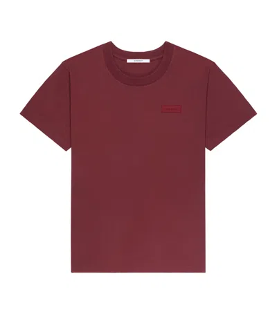 Givenchy Cotton Embroidered Logo T-shirt In Burgundy