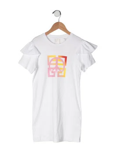 Pre-owned Givenchy Kids' Cotton Graphic Print T Shirt Dress W/tags In White