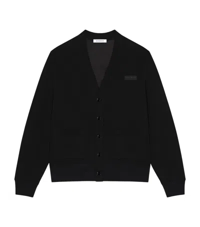 Givenchy Cotton Grosgrain Logo Cardigan In Black