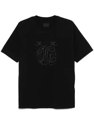 Givenchy Cotton Hg-embroidered T-shirt In Black