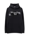 Givenchy Logo Tape Print Hooded Sweatshirt In Black