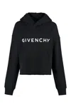 Givenchy Cropped Hoodie With Logo Print In Black