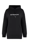 Givenchy Flocked Logo Hoodie With Drawstring Hood In Black
