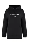 Givenchy Flocked Logo Hoodie With Drawstring Hood In Black