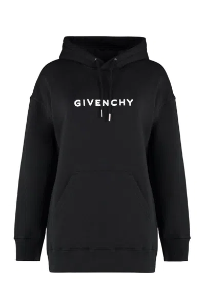 Givenchy Women Flocked Logo Hoodie In Black