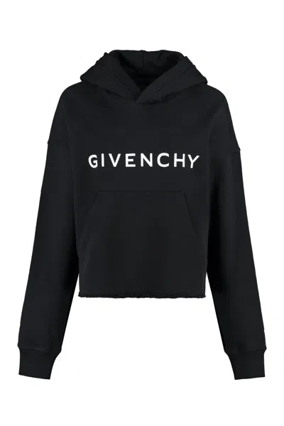 Miu Miu Givenchy Logo Printed Hoodie In Black