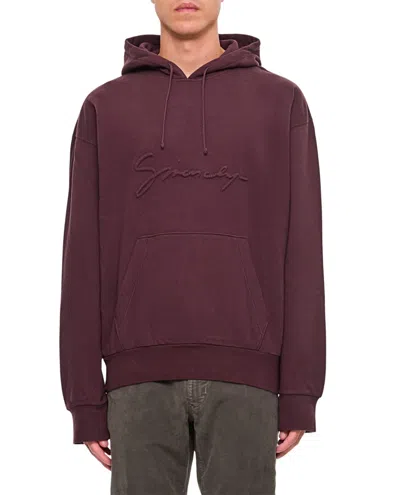 Givenchy Cotton Hoodie In Burgundy