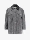 Givenchy Herringbone Pattern Cotton Jacket With Leather Collar In Gray