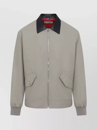 GIVENCHY COTTON JACKET LEATHER COLLAR