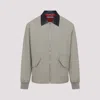 Givenchy Beige Cotton Twill Jacket With Black Leather Collar In Gray