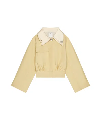 Givenchy Womens Satin-collar Buttoned-pocket Regular-fit Cotton Jacket Pale Yellow