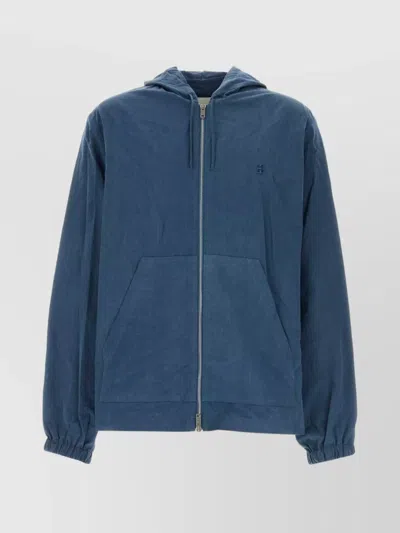 Givenchy Cotton Jacket With Hood And Front Pockets In Blue