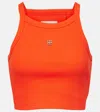 Givenchy Cropped Tank Top In Cotton With 4g Liquid Detail In Orange