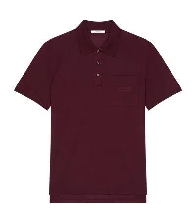 Givenchy Cotton Logo Polo Shirt In Burgundy