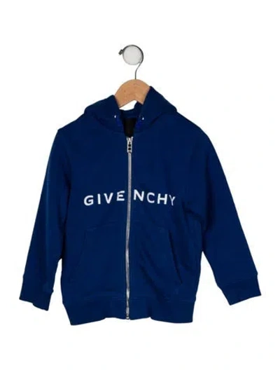 Pre-owned Givenchy Babies' Cotton Logo Print Hooded Sweatshirt In Blue