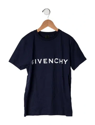 Pre-owned Givenchy Kids' Cotton Logo Print T Shirt In Blue