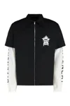 Givenchy Collared Neck Graphic Print Overshirt With Side Slits In Black