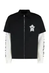 Givenchy Collared Neck Graphic Print Overshirt With Side Slits In Black