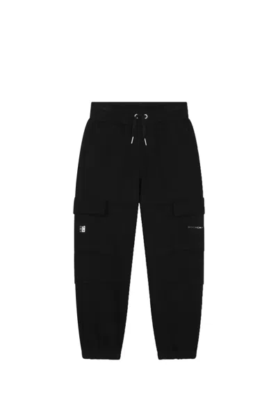 Givenchy Kids' 棉质混纺针织工装裤 In Black