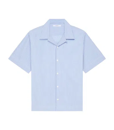 Givenchy Cotton Pinstripe Bowling Shirt In Blue