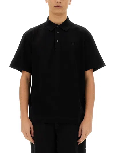 Givenchy Embroidered-monogram Cotton Polo Shirt In Black